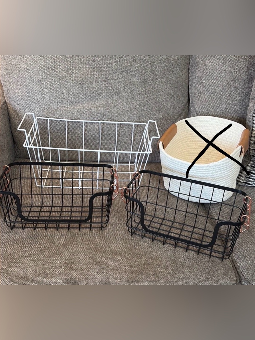 Set of 3 baskets- beige basket not included